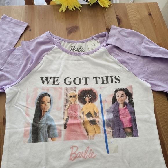 Girls' Barbie 'We Got This' Long Sleeve Raglan Graphic T-Shirt - Purple - Picture 7 of 7